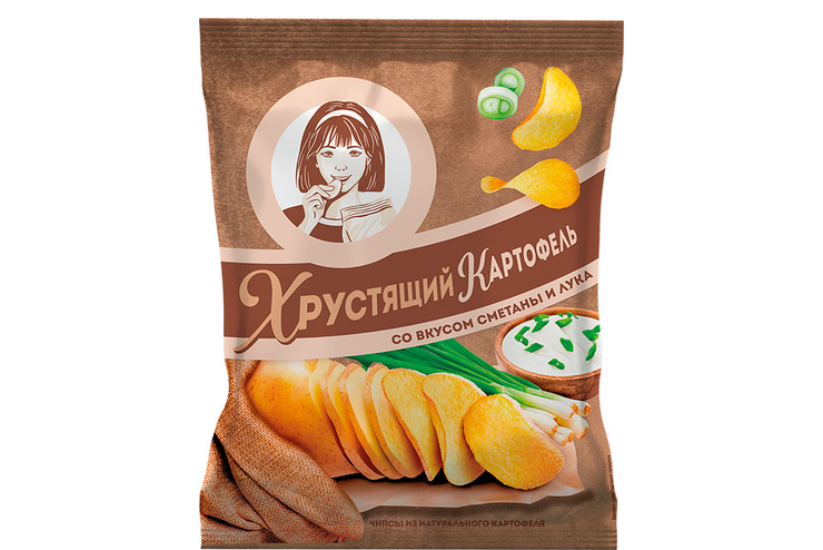 «Хрустящий картофель», чипсы со вкусом сметаны и лука,произведены из свежего картофеля, 160 г