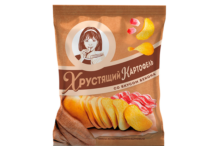 «Хрустящий картофель», чипсы со вкусом бекона, произведены из свежего картофеля, 70 г