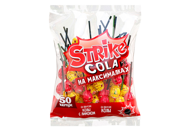 «Strike», карамель на палочке «Cola на максималках», 565 г