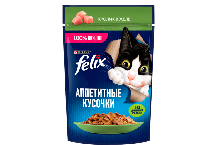 Корм для кошек «Felix» Аппетитные кусочки. Кролик в желе, 75 г