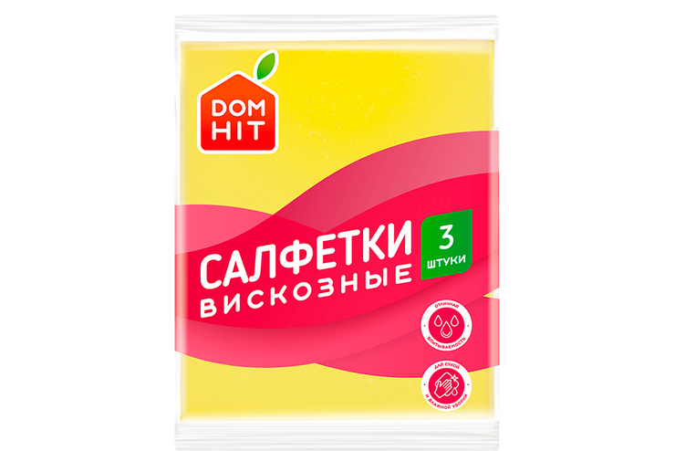 «DOMHIT», салфетки из вискозы, 3 шт, 27 г «DOMHIT», салфетки из вискозы, 3 шт, 27 г