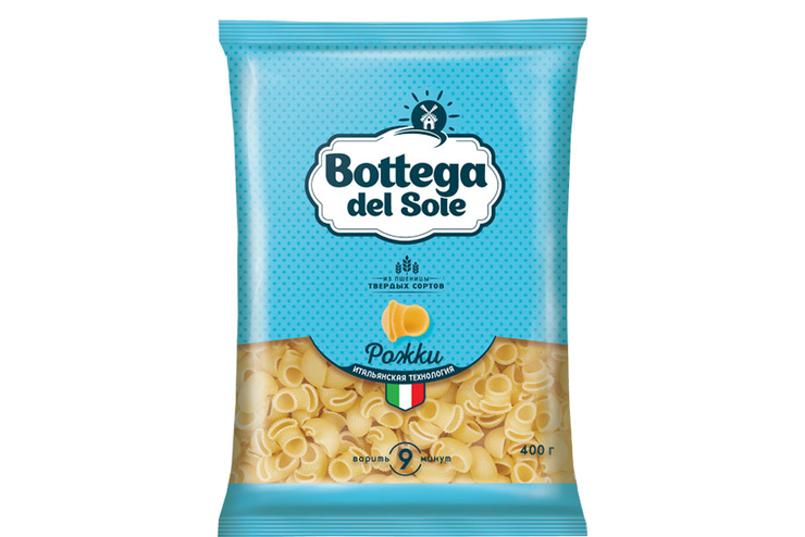 «Bottega del Sole», макаронные изделия «Рожки», 400 г «Bottega del Sole», макаронные изделия «Рожки», 400 г