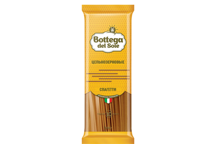 «Bottega del Sole», макаронные изделия «Спагетти», цельнозерновые, 500 г