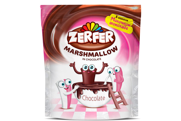 «Zerfer», маршмеллоу с клубнично-сливочным вкусом, в шоколаде, 80 г