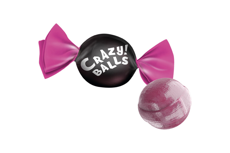 Карамель кислая  Crazy Balls гранат (коробка 2 кг)