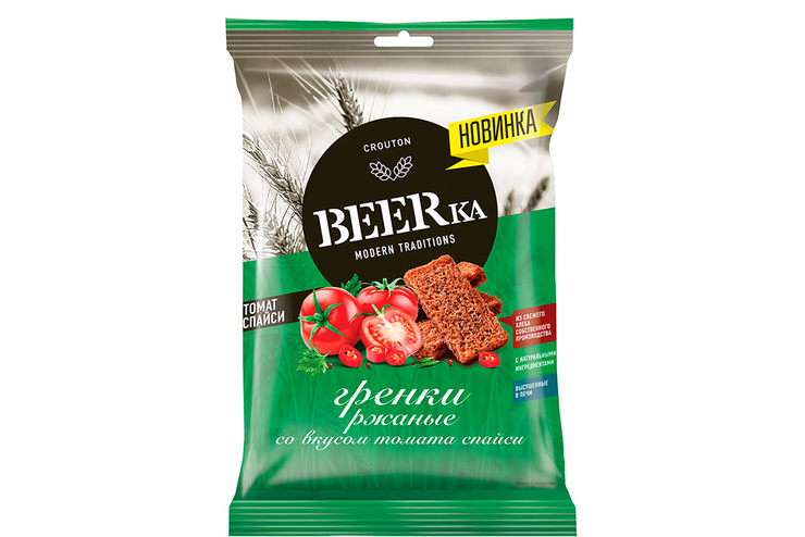 «Beerka», гренки со вкусом томата спайси, 60 г «Beerka», гренки со вкусом томата спайси, 60 г