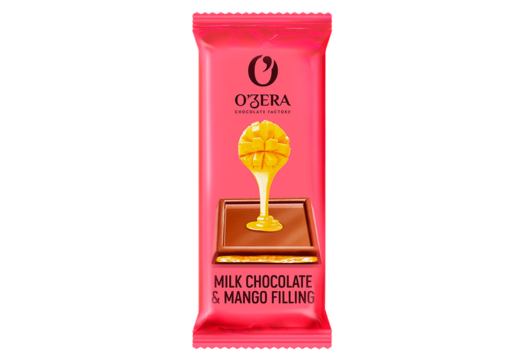 «O'Zera», молочный шоколад Milk & Mango filling с желейной начинкой из манго, 24 г «O'Zera», молочный шоколад Milk & Mango filling с желейной начинкой из манго, 24 г