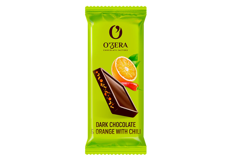 «O'Zera», темный шоколад Dark & Orange with chili с апельсиновыми криспами и перцем чили, 24 г «O'Zera», темный шоколад Dark & Orange with chili с апельсиновыми криспами и перцем чили, 24 г
