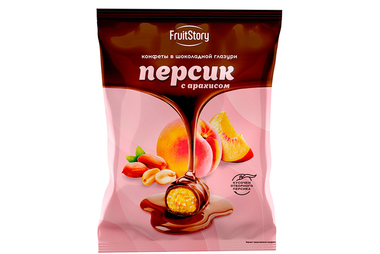 «FruitStory», конфеты в шоколадной глазури  «Персик с арахисом» (упаковка 0,5 кг)