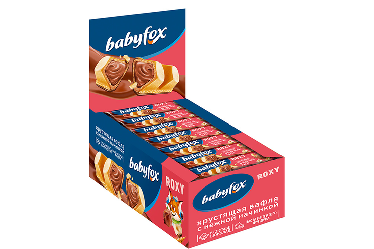 «BabyFox», вафельный батончик Roxy Шоколад/фундучная паста, 18,2 г