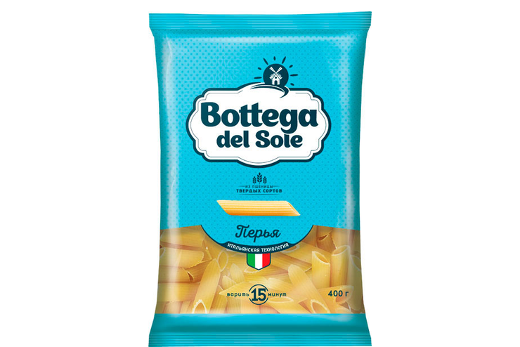 «Bottega del Sole», макаронные изделия «Перья», 400 г