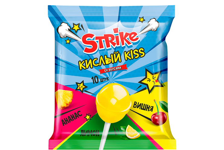 «Strike», карамель на палочке «Кислый kiss», 113 г
