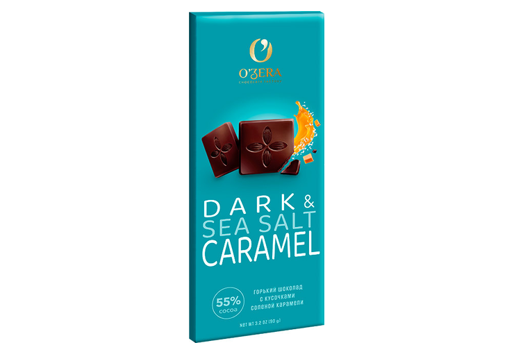 «O'Zera», горький шоколад Dark&Sea salt caramel, 90 г «O'Zera», горький шоколад Dark&Sea salt caramel, 90 г