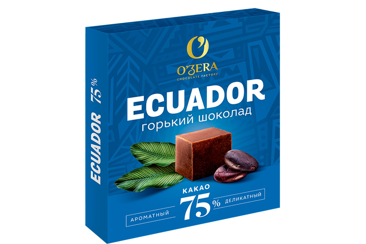 «O'Zera», шоколад Ecuador, содержание какао 75%, 90 г