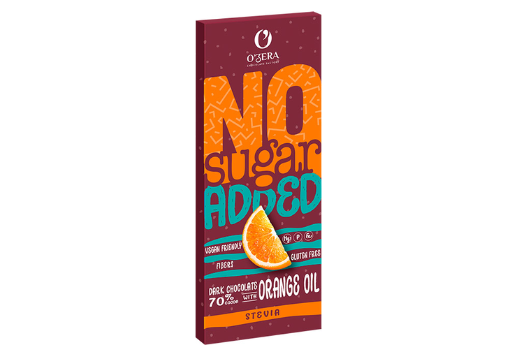 «O'Zera», горький шоколад No sugar added Dark&Orange, 90 г «O'Zera», горький шоколад No sugar added Dark&Orange, 90 г