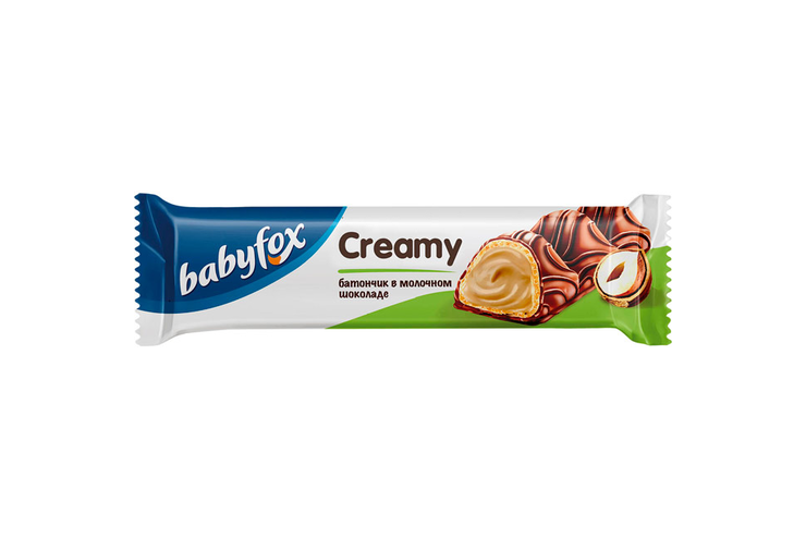 «BabyFox», батончик вафельный Creamy в молочном шоколаде, 23 г