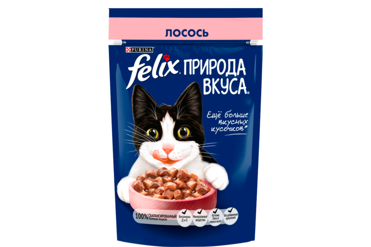 Корм для кошек «Felix» Природа вкуса, с лососем, 75 г