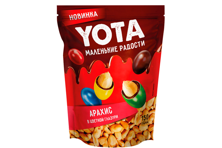 «Yota», драже арахис в шоколадной и сахарной цветной глазури, 150 г «Yota», драже арахис в шоколадной и сахарной цветной глазури, 150 г