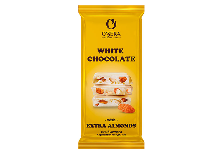 «O'Zera», шоколад White and Extra Almond, 90 г