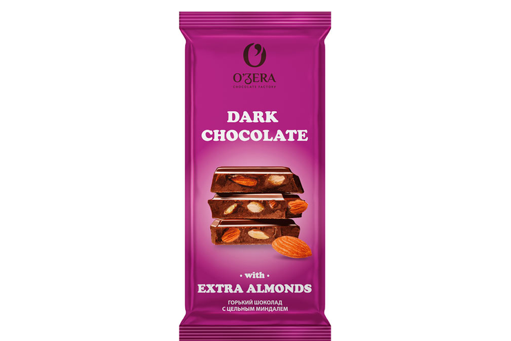 «O'Zera», шоколад горький с цельным миндалем Dark & Extra Almond, 90 г «O'Zera», шоколад горький с цельным миндалем Dark & Extra Almond, 90 г
