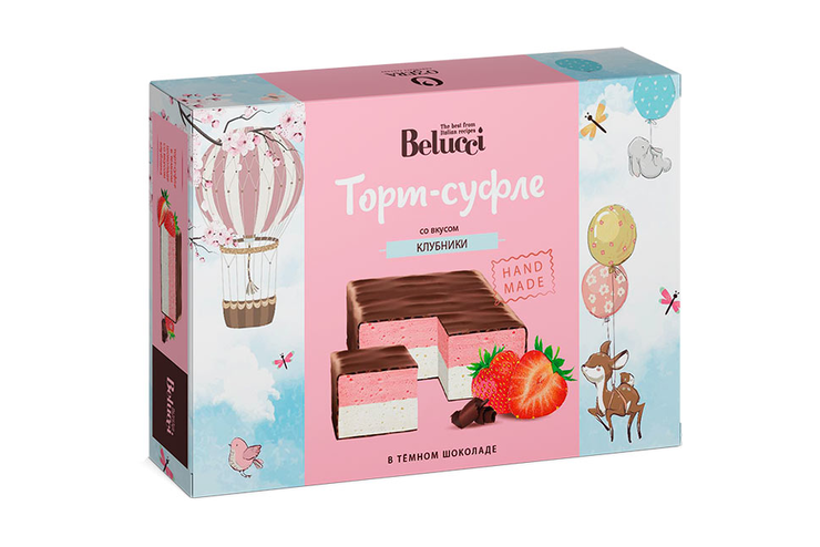 «Belucci», торт-суфле со вкусом клубники, 400 г