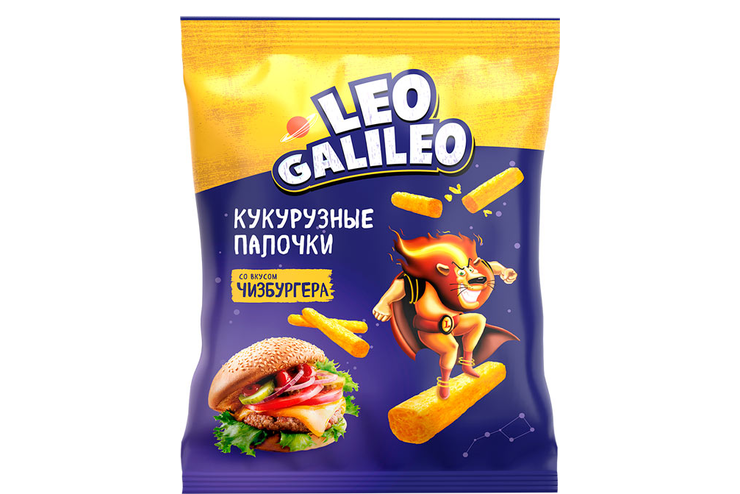 «Leo Galileo», кукурузные палочки  со вкусом чизбургера, 45 г