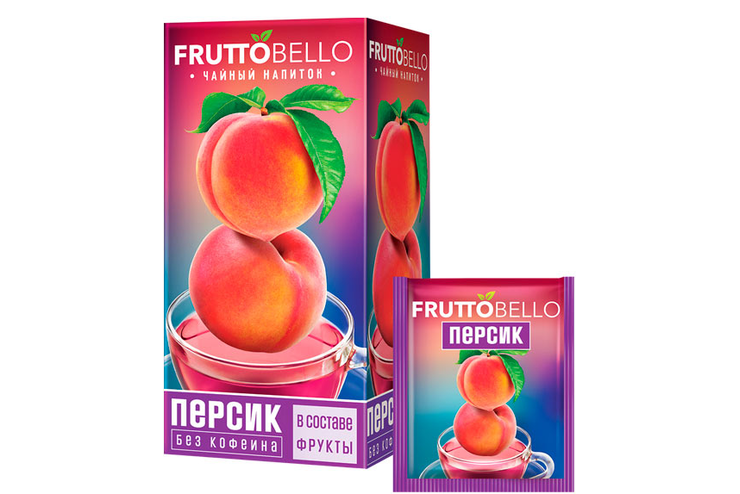 «Fruttobello», чайный напиток «Персик», 25 пакетиков, 37,5 г