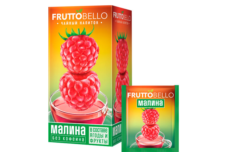«Fruttobello», чайный напиток «Малина», 25 пакетиков, 37,5 г
