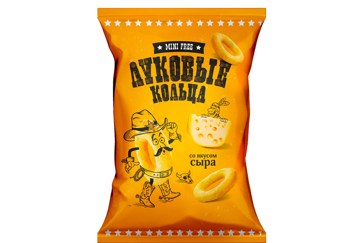 «Mini Free», луковые кольца со вкусом сыра, 45 г «Mini Free», луковые кольца со вкусом сыра, 45 г