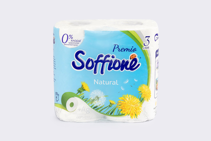 Туалетная бумага трехслойная «Soffione» Premio fresh, 4 рулона