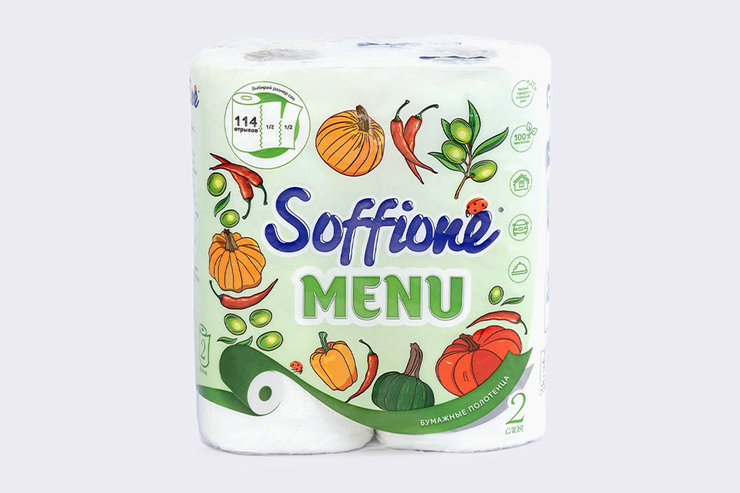 Полотенца бумажные «Soffione» MENU, 2 рулона