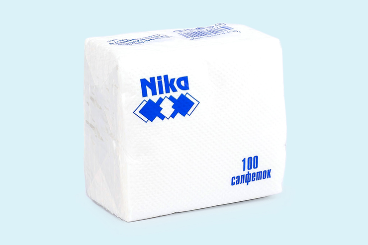 Салфетки «Nika» однослойные белые, 100 шт, 45 г