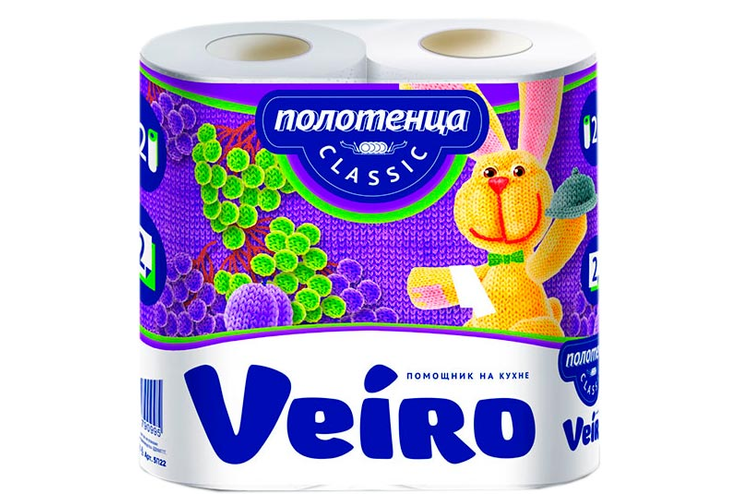 Полотенца бумажные двухслойные Veiro Classic 2 рулона, 200 г Полотенца бумажные двухслойные Veiro Classic 2 рулона, 200 г