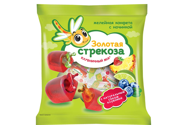 Конфеты желейные «Золотая стрекоза» Клубничный mix (упаковка 0,5 кг)