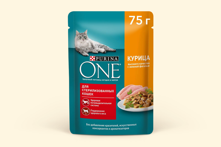 Влажный корм «ONE» для стерилизованных кошек, Курица с фасолью, 75 г