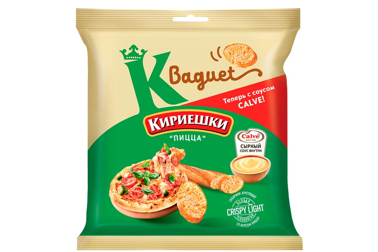 «Кириешки Baguet», сухарики со вкусом пиццы и сырным соусом «Calve», 70 г «Кириешки Baguet», сухарики со вкусом пиццы и сырным соусом «Calve», 70 г