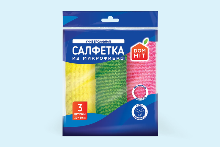 Салфетка «DOMHIT» из микрофибры, 3шт