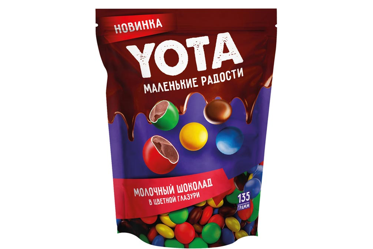 «Yota», драже молочный шоколад в цветной глазури, 135 г