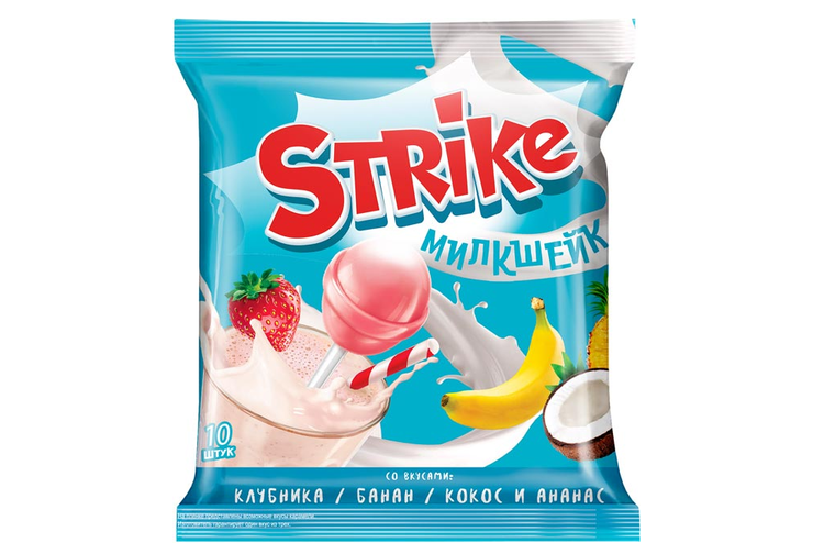 «Strike», карамель на палочке «Милкшейк», 113 г