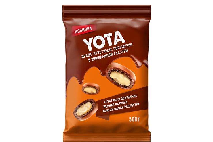 «Yota», драже хрустящие подушечки с молочной начинкой в шоколадной глазури (упаковка 0,5 кг)