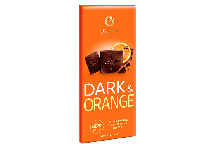 «O'Zera», шоколад горький с апельсиновым маслом Dark&Orange, 90 г