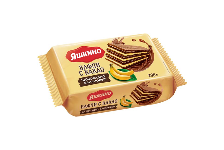 «Яшкино», вафли с какао, шоколадно-банановые, 200 г «Яшкино», вафли с какао, шоколадно-банановые, 200 г