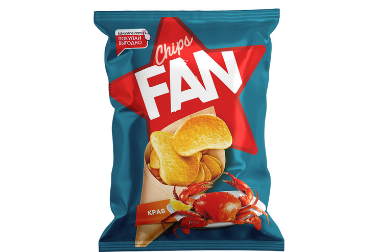 «Fan», чипсы со вкусом краба, 65 г