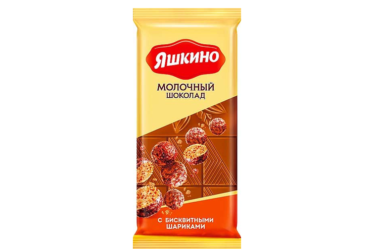 «Яшкино», шоколад молочный с бисквитными шариками, 90 г «Яшкино», шоколад молочный с бисквитными шариками, 90 г