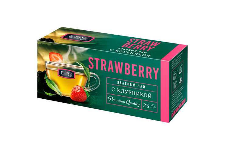 «ETRE», чай Strawberry зеленый с клубникой, 25 пакетиков, 50 г