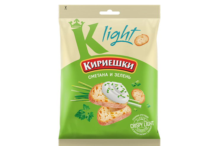 «Кириешки Light», сухарики со вкусом сметаны и зелени, 80 г