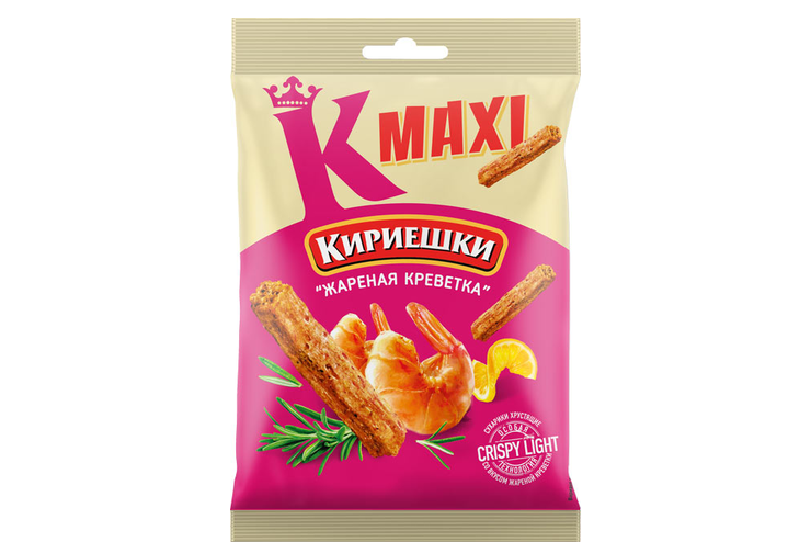«Кириешки Maxi», сухарики со вкусом жареных креветок, 60 г