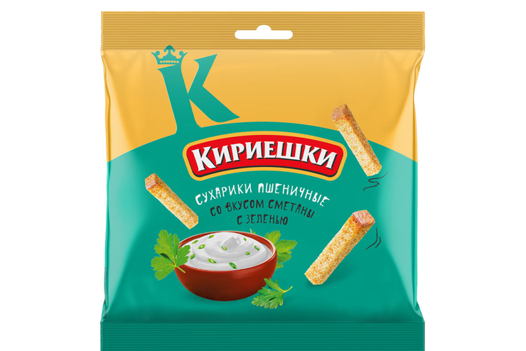 «Кириешки», сухарики со вкусом сметаны с зеленью, 100 г «Кириешки», сухарики со вкусом сметаны с зеленью, 100 г