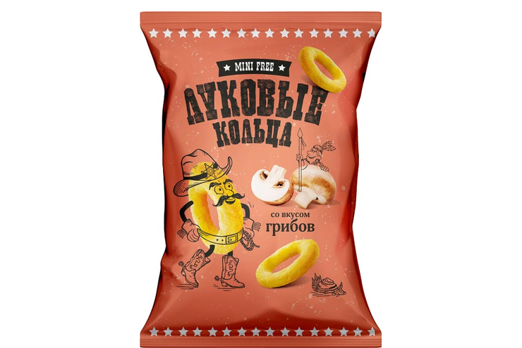 «Mini Free», луковые кольца со вкусом грибов, 100 г «Mini Free», луковые кольца со вкусом грибов, 100 г