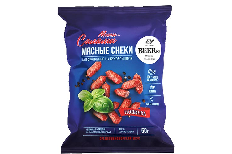 «Beerka», мясные снеки «Мини-салями», 50 г